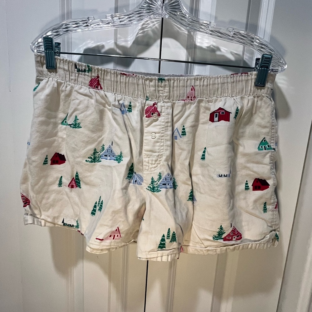 Colsie Cream Pajama Shorts with Festive Pattern